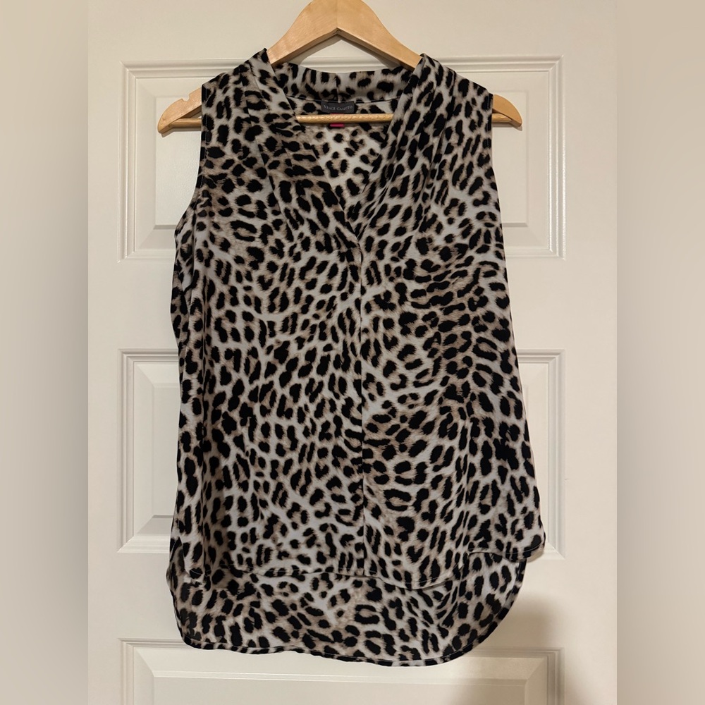 Vince Camuto Leopard Print Sleeveless Blouse